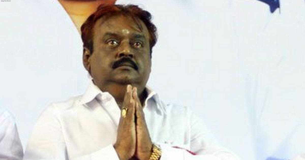 Leaders of various parties pay floral tributes to DMDK founder Vijayakanth in TN's Kanchipuram
